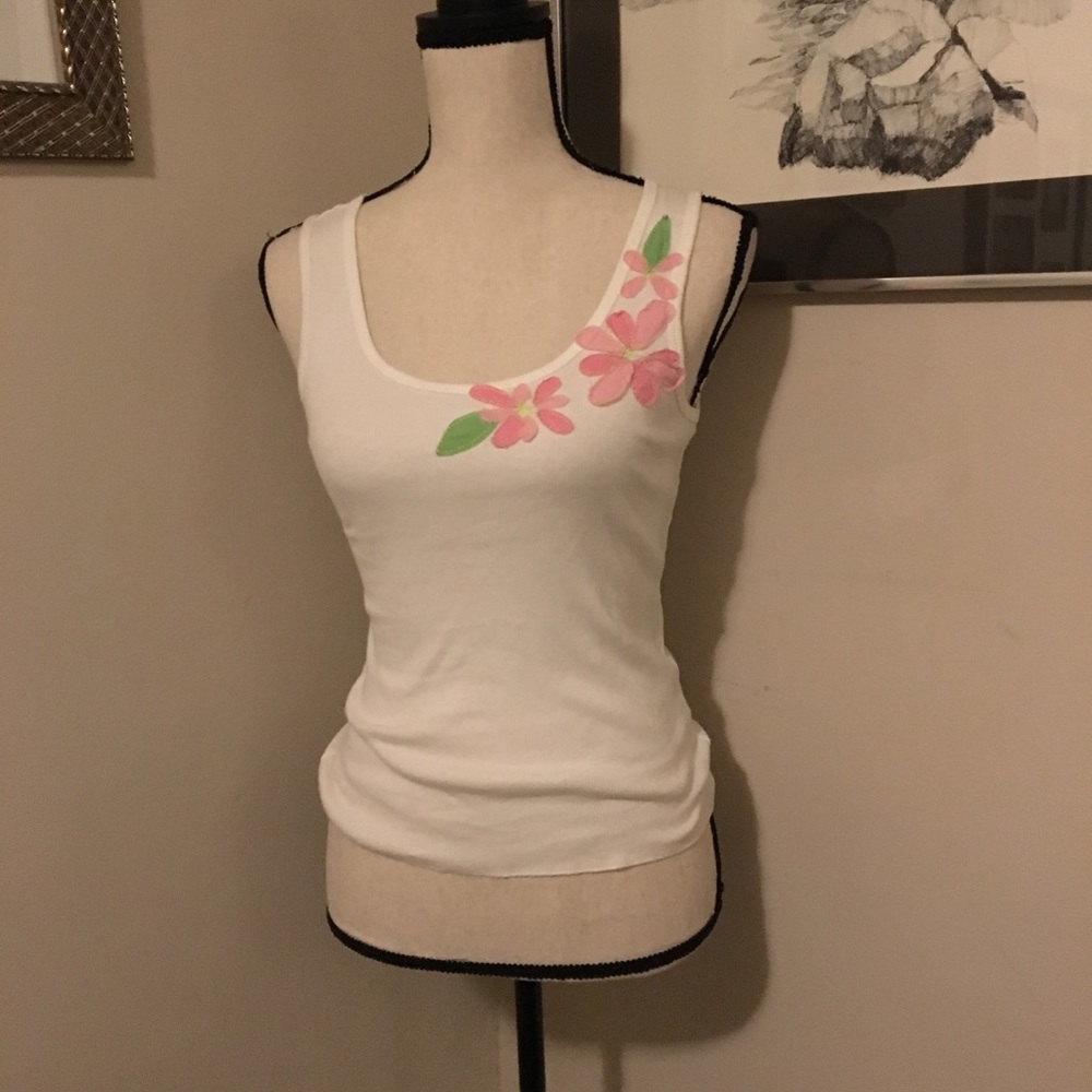White Tank w/ Pink Flowers